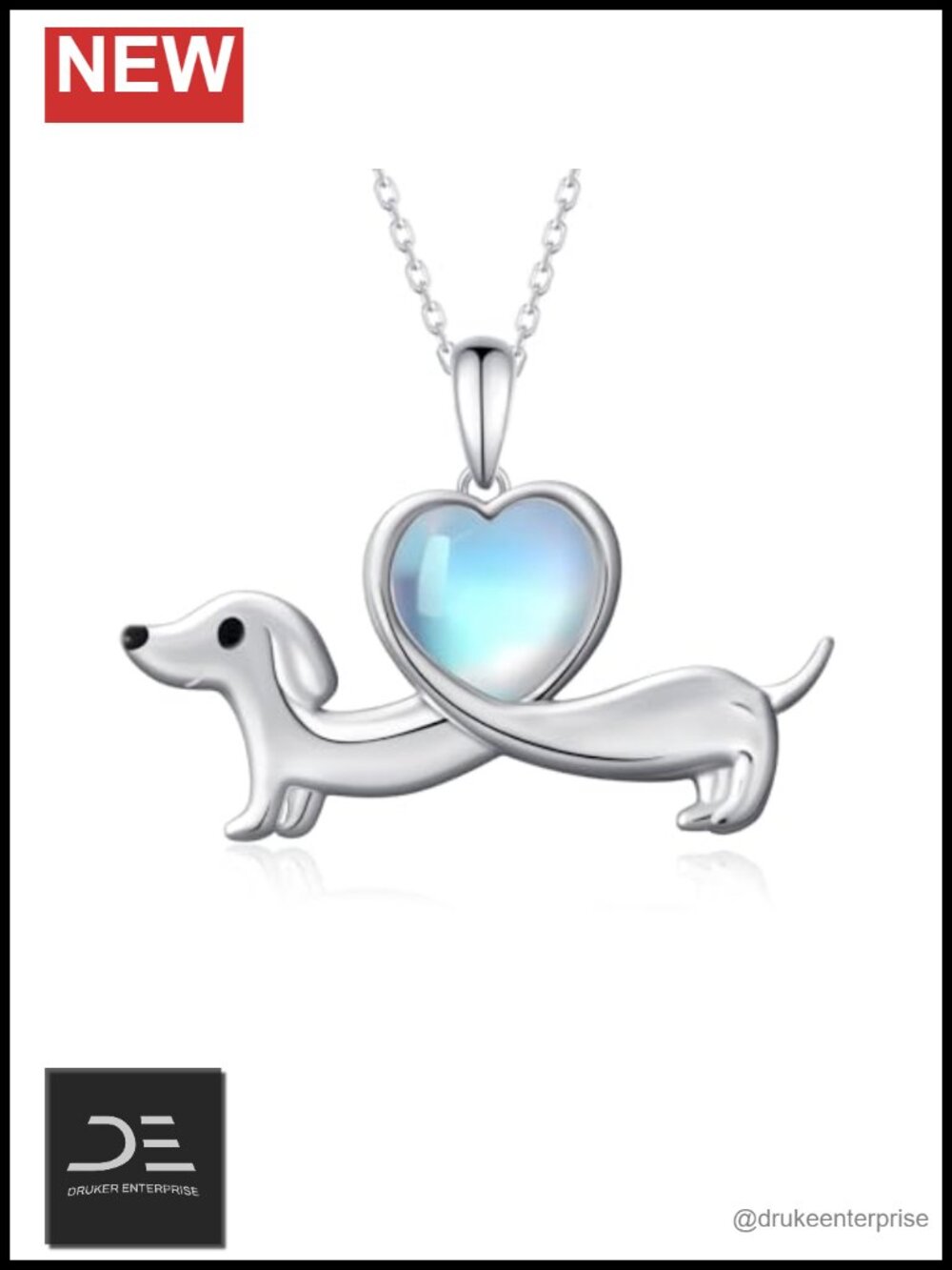 Dachshund Necklace 925 Sterling Silver Dog Pendant Jewelry for Women
